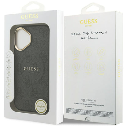 Pouzdro MagSafe pro Apple iPhone 17, Guess, 4G Classic, Černá