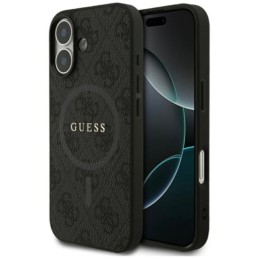 Pouzdro MagSafe pro Apple iPhone 17, Guess, 4G Ring Classic Logo, Černá