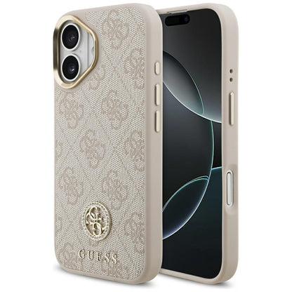 Pouzdro MagSafe pro Apple iPhone 17, Guess, 4G Strass Logo, Růžové