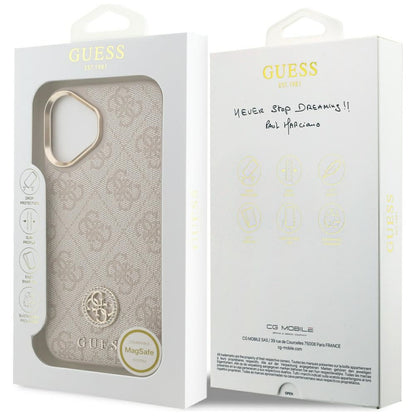 Pouzdro MagSafe pro Apple iPhone 17, Guess, 4G Strass Logo, Růžové