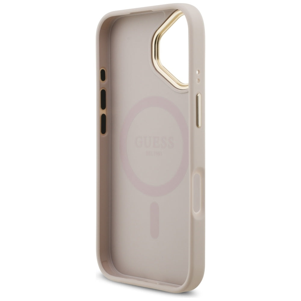 Pouzdro MagSafe pro Apple iPhone 17, Guess, 4G Strass Logo, Růžové