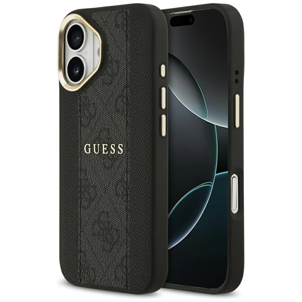 Pouzdro MagSafe pro Apple iPhone 17, Guess, 4G Stripe, Černá