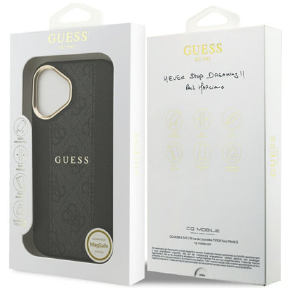 Pouzdro MagSafe pro Apple iPhone 17, Guess, 4G Stripe, Černá