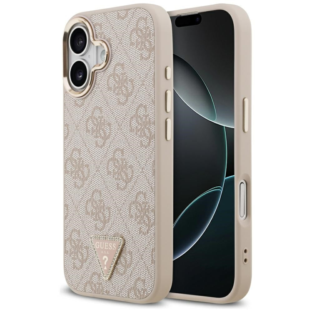 Pouzdro MagSafe pro Apple iPhone 17, Guess, 4G Triangle Logo, Růžové Zlato