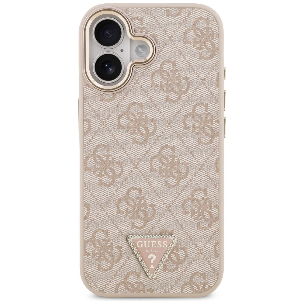 Pouzdro MagSafe pro Apple iPhone 17, Guess, 4G Triangle Logo, Růžové Zlato