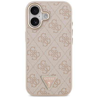 Pouzdro MagSafe pro Apple iPhone 17, Guess, 4G Triangle Logo, Růžové Zlato