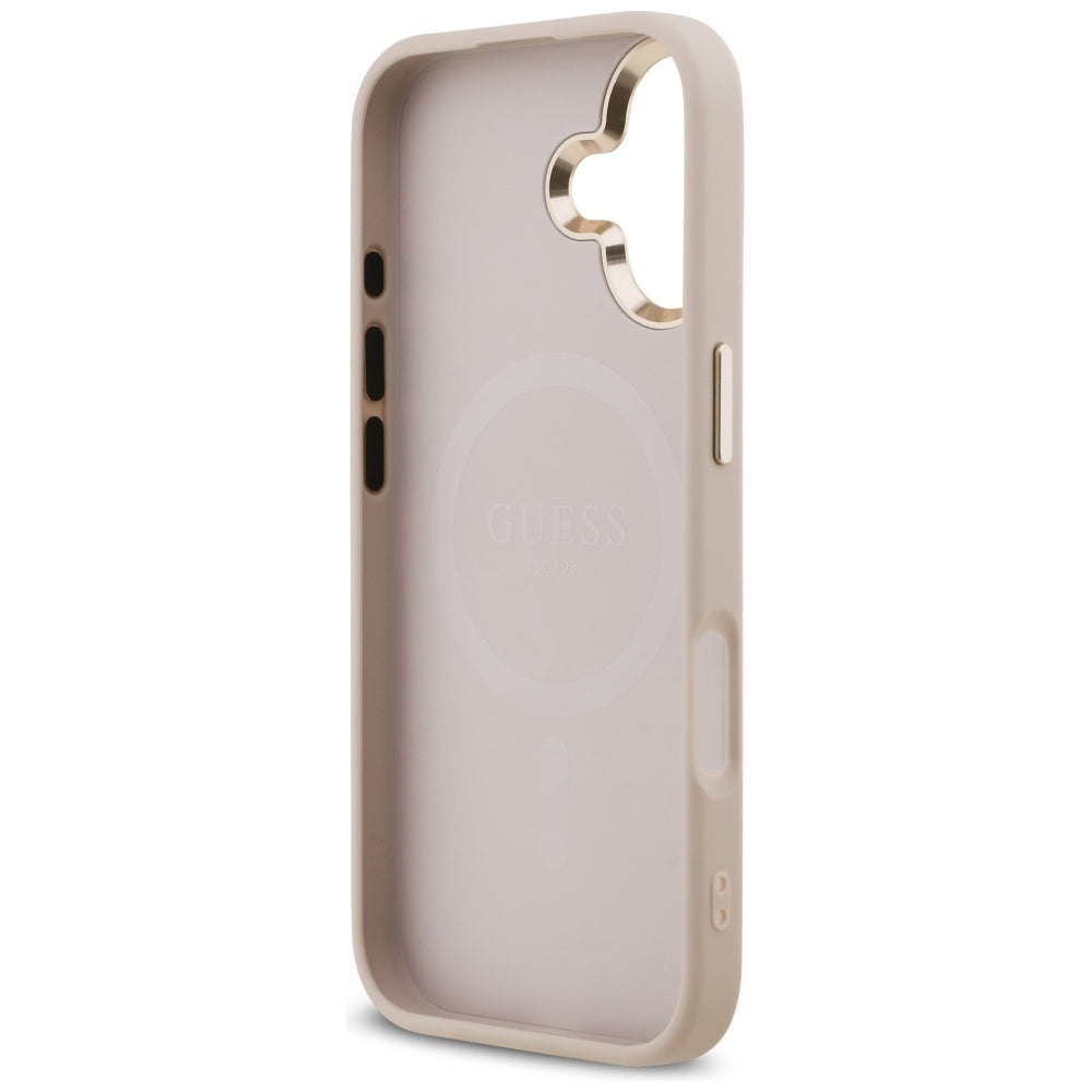 Pouzdro MagSafe pro Apple iPhone 17, Guess, 4G Triangle Logo, Růžové Zlato