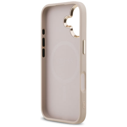 Pouzdro MagSafe pro Apple iPhone 17, Guess, 4G Triangle Logo, Růžové Zlato