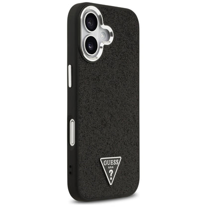 Pouzdro MagSafe pro Apple iPhone 17, Guess, Glitter Triangle Logo, Černá