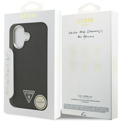 Pouzdro MagSafe pro Apple iPhone 17, Guess, Glitter Triangle Logo, Černá