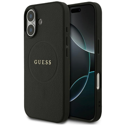 MagSafe Case for Apple iPhone 17, Guess, Grained Gold Ring, Black