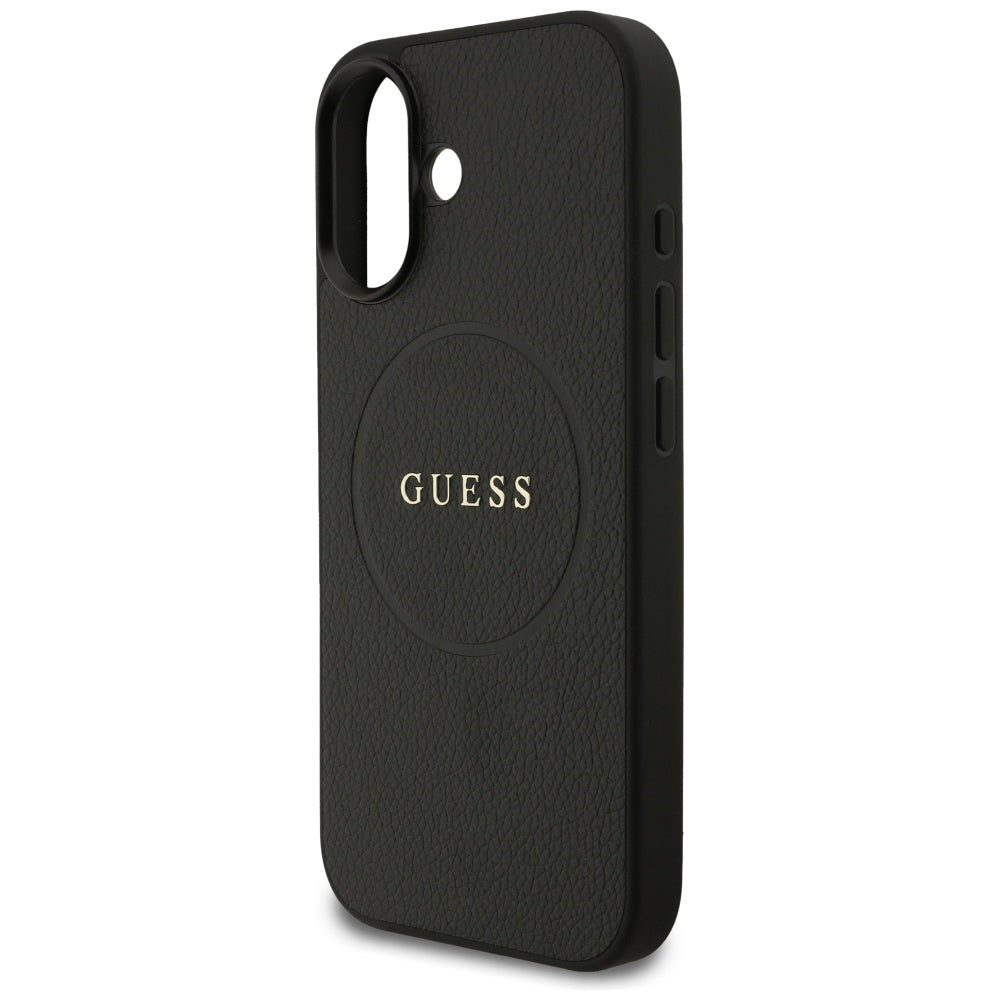 MagSafe Case for Apple iPhone 17, Guess, Grained Gold Ring, Black