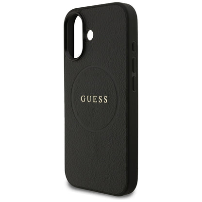 MagSafe Case for Apple iPhone 17, Guess, Grained Gold Ring, Black