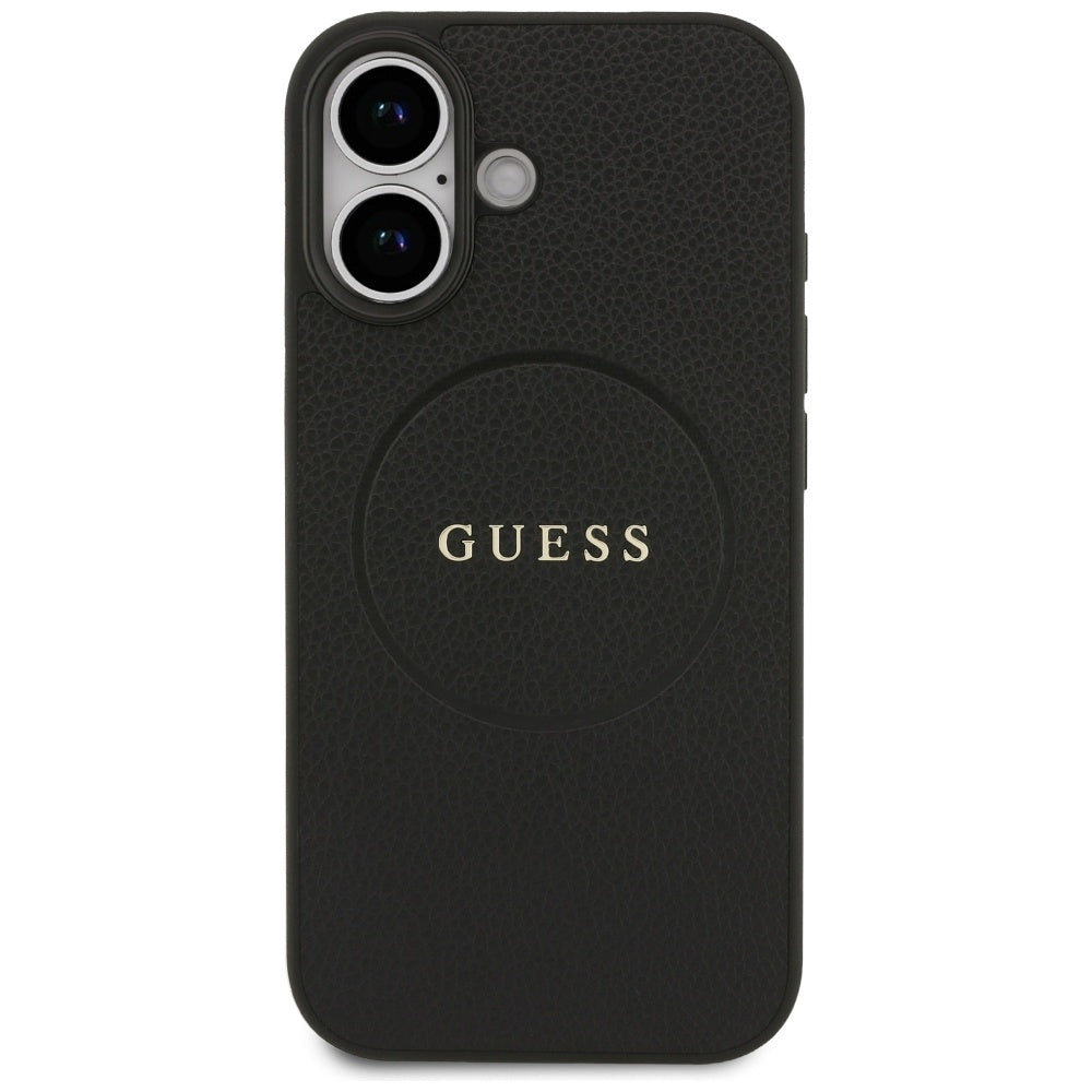 MagSafe Case for Apple iPhone 17, Guess, Grained Gold Ring, Black