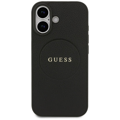 MagSafe Case for Apple iPhone 17, Guess, Grained Gold Ring, Black