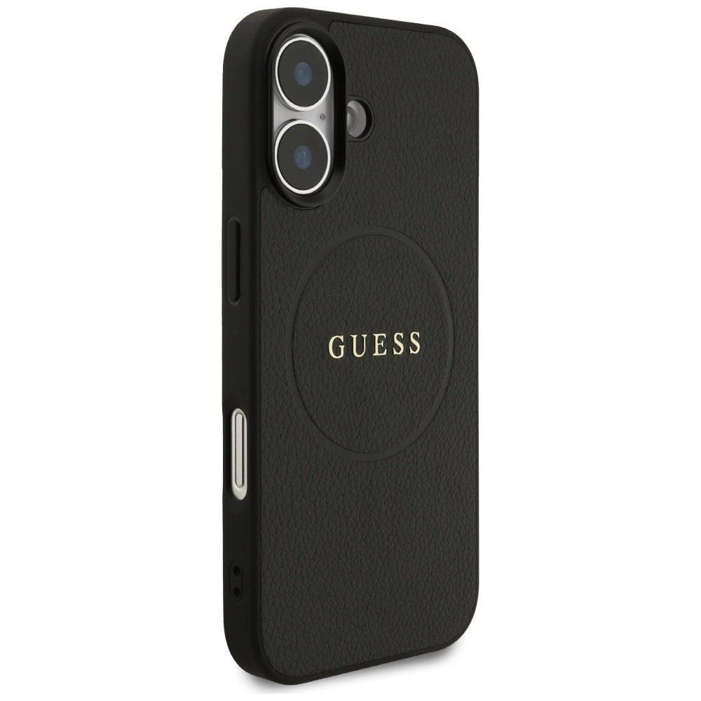 MagSafe Case for Apple iPhone 17, Guess, Grained Gold Ring, Black