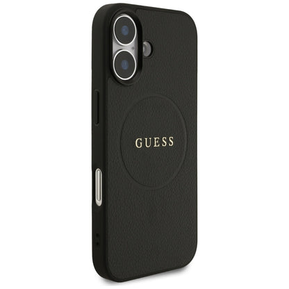 MagSafe Case for Apple iPhone 17, Guess, Grained Gold Ring, Black
