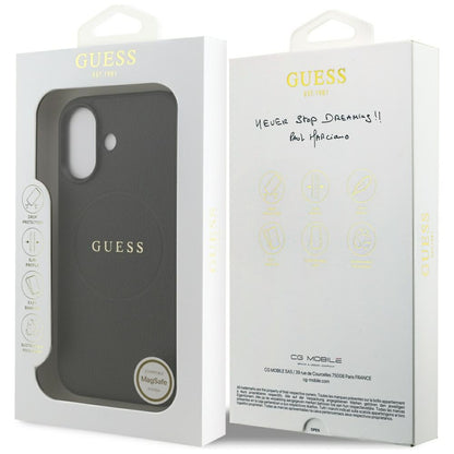 MagSafe Case for Apple iPhone 17, Guess, Grained Gold Ring, Black