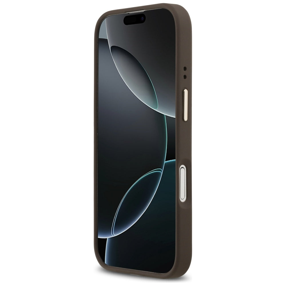 MagSafe Case for Apple iPhone 17, Guess, Grained Strass Logo, Brown