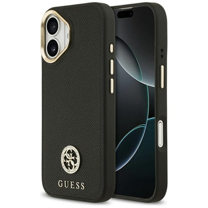 Pouzdro MagSafe pro Apple iPhone 17, Guess, Grained Strass Logo, Černá