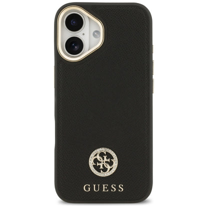 Pouzdro MagSafe pro Apple iPhone 17, Guess, Grained Strass Logo, Černá