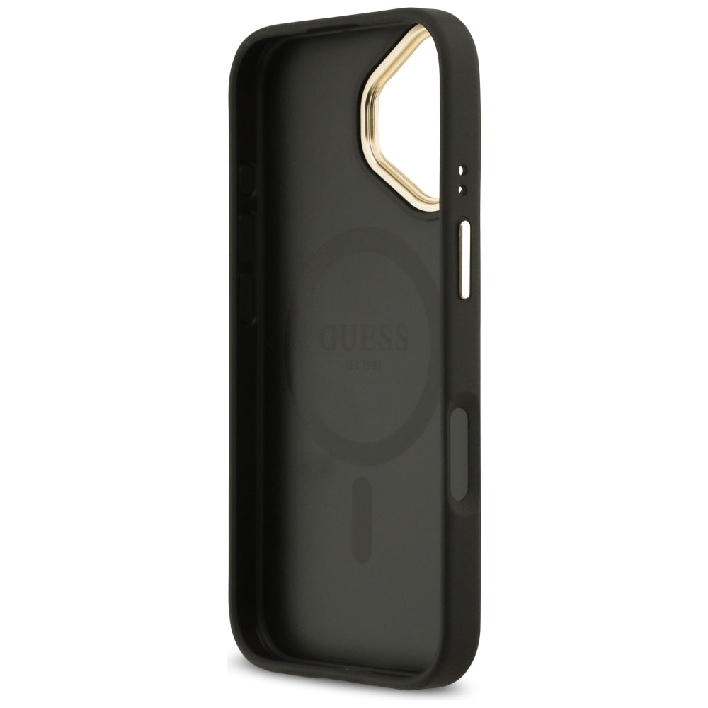 Pouzdro MagSafe pro Apple iPhone 17, Guess, Grained Strass Logo, Černá
