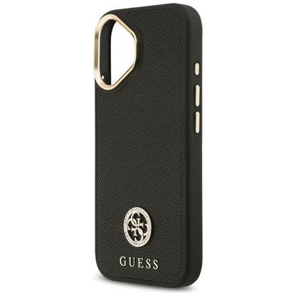 Pouzdro MagSafe pro Apple iPhone 17, Guess, Grained Strass Logo, Černá