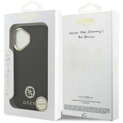 Pouzdro MagSafe pro Apple iPhone 17, Guess, Grained Strass Logo, Černá