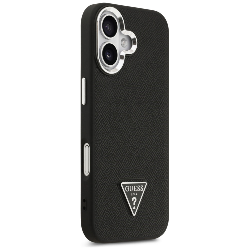 Pouzdro MagSafe pro Apple iPhone 17, Guess, Grained Triangle Logo, Černá