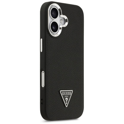 Pouzdro MagSafe pro Apple iPhone 17, Guess, Grained Triangle Logo, Černá