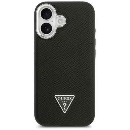 Pouzdro MagSafe pro Apple iPhone 17, Guess, Grained Triangle Logo, Černá