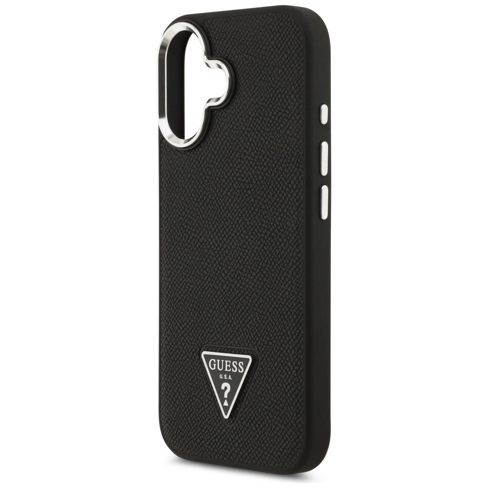 Pouzdro MagSafe pro Apple iPhone 17, Guess, Grained Triangle Logo, Černá
