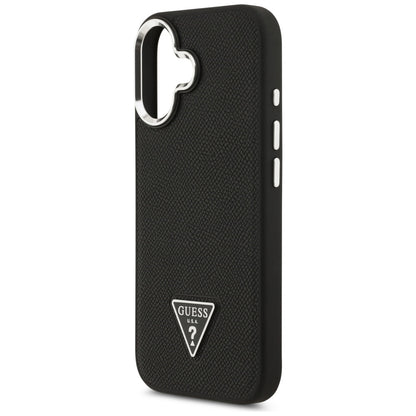 Pouzdro MagSafe pro Apple iPhone 17, Guess, Grained Triangle Logo, Černá