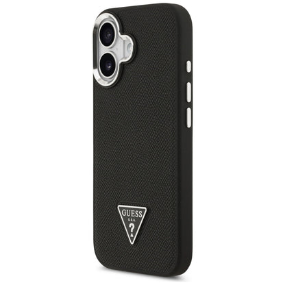 Pouzdro MagSafe pro Apple iPhone 17, Guess, Grained Triangle Logo, Černá