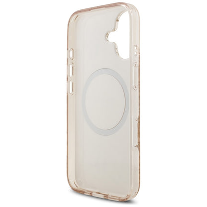 Pouzdro MagSafe pro Apple iPhone 17, Guess, IML Flowers Allover Electroplated with Pearl Strap, Černá