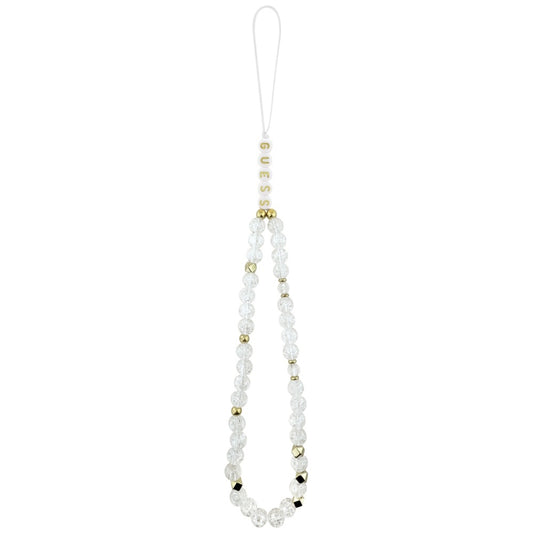 Pouzdro MagSafe pro Apple iPhone 17, Guess, IML Flowers with Pearl Strap, Bílá