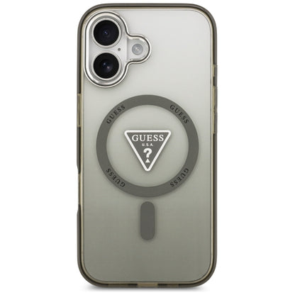 Pouzdro MagSafe pro Apple iPhone 17, Guess, IML Gradient Triangle Logo, Khaki Silver