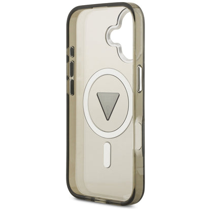 Pouzdro MagSafe pro Apple iPhone 17, Guess, IML Gradient Triangle Logo, Khaki Silver