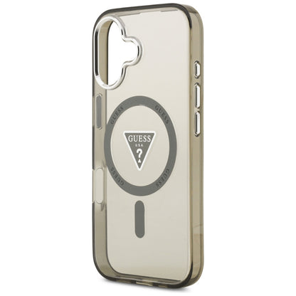 Pouzdro MagSafe pro Apple iPhone 17, Guess, IML Gradient Triangle Logo, Khaki Silver