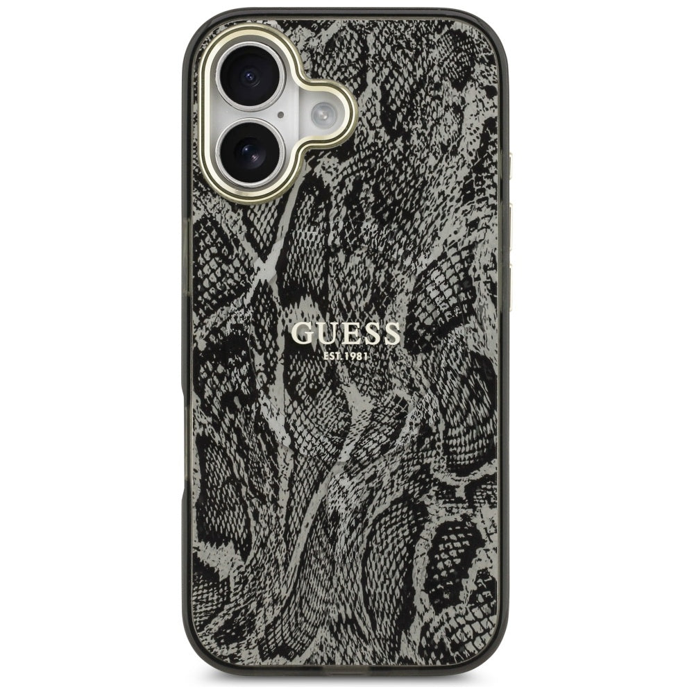 Pouzdro MagSafe pro Apple iPhone 17, Guess, Python Pattern, Černá