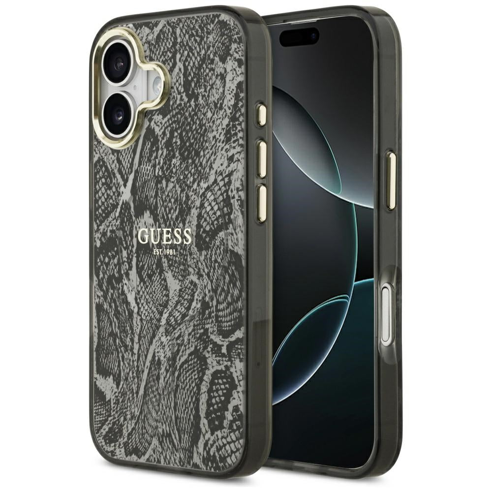 Pouzdro MagSafe pro Apple iPhone 17, Guess, Python Pattern, Černá