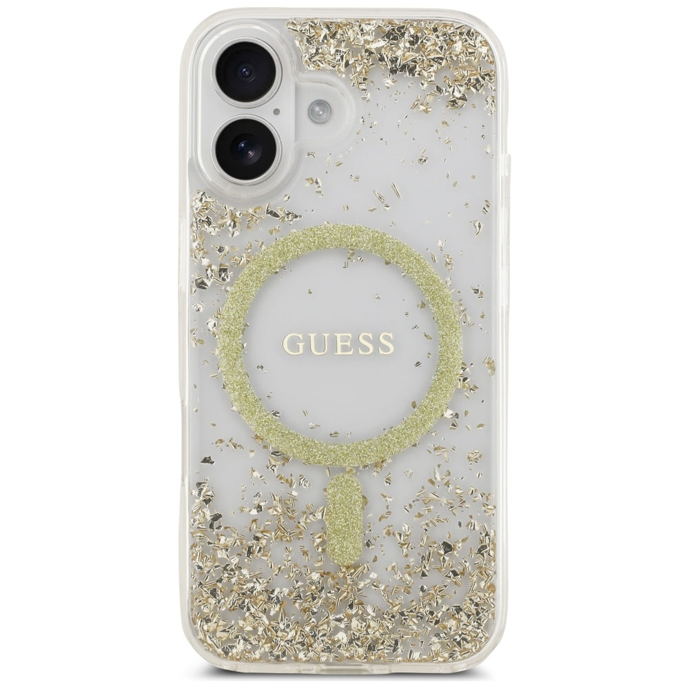 Pouzdro MagSafe pro Apple iPhone 17, Guess, Resin Bottom Glitter, Zlaté