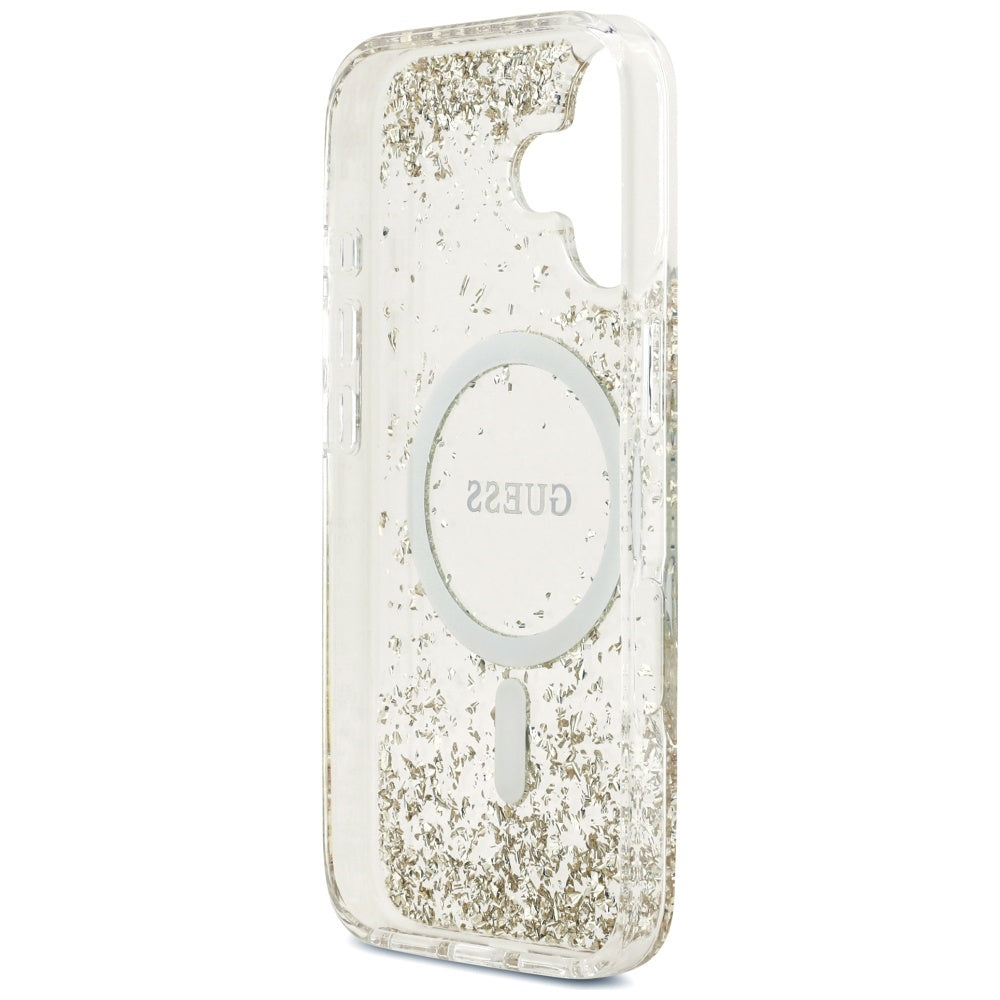 Pouzdro MagSafe pro Apple iPhone 17, Guess, Resin Bottom Glitter, Zlaté