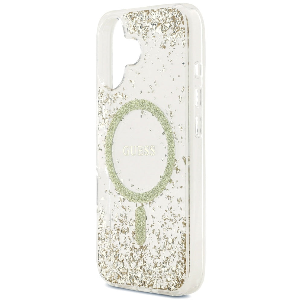 Pouzdro MagSafe pro Apple iPhone 17, Guess, Resin Bottom Glitter, Zlaté