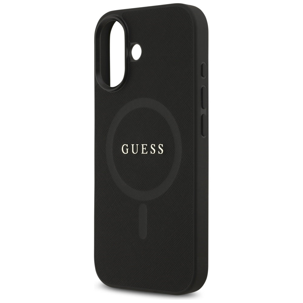 Pouzdro MagSafe pro Apple iPhone 17, Guess, Saffiano Classic Logo, Černá