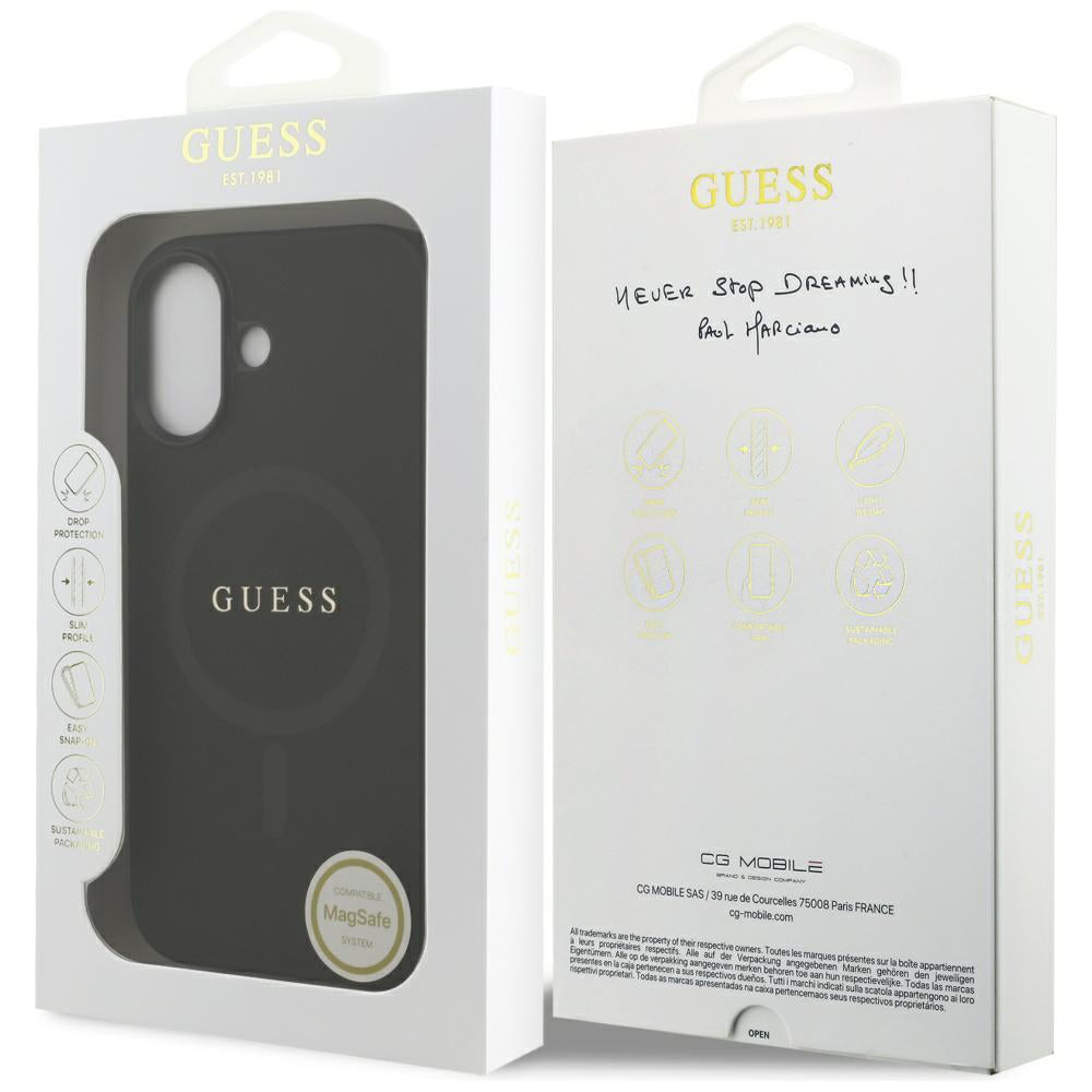 Pouzdro MagSafe pro Apple iPhone 17, Guess, Saffiano Classic Logo, Černá