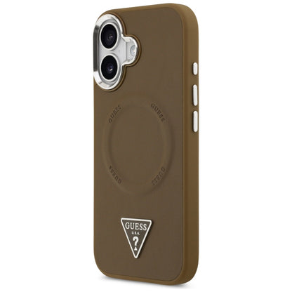 Pouzdro MagSafe pro Apple iPhone 17, Guess, Triangle Logo, Stříbrně hnědé