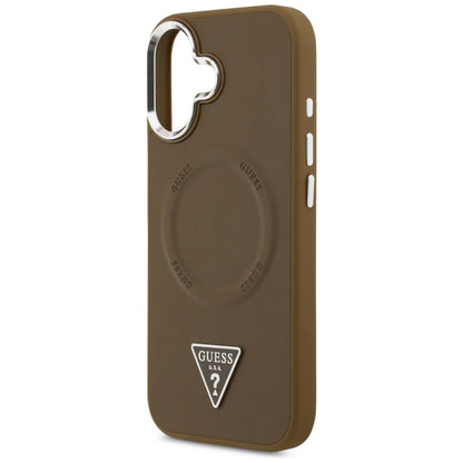 Pouzdro MagSafe pro Apple iPhone 17, Guess, Triangle Logo, Stříbrně hnědé