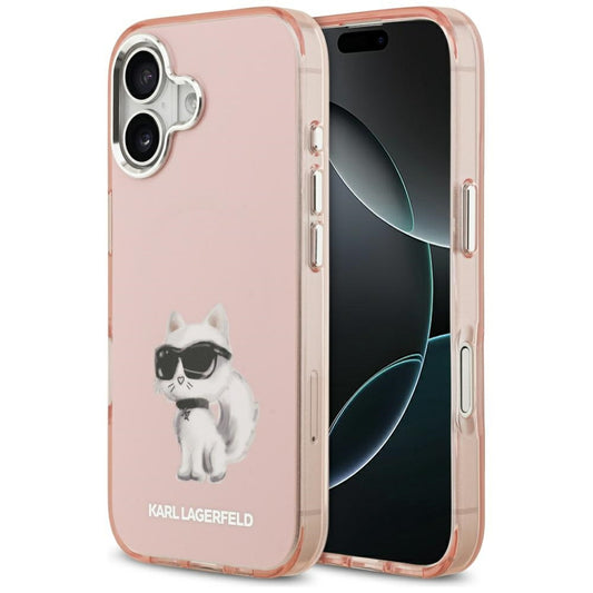 Pouzdro MagSafe pro Apple iPhone 17, Karl Lagerfeld, IML Aquarelle Logo Choupette, Růžové