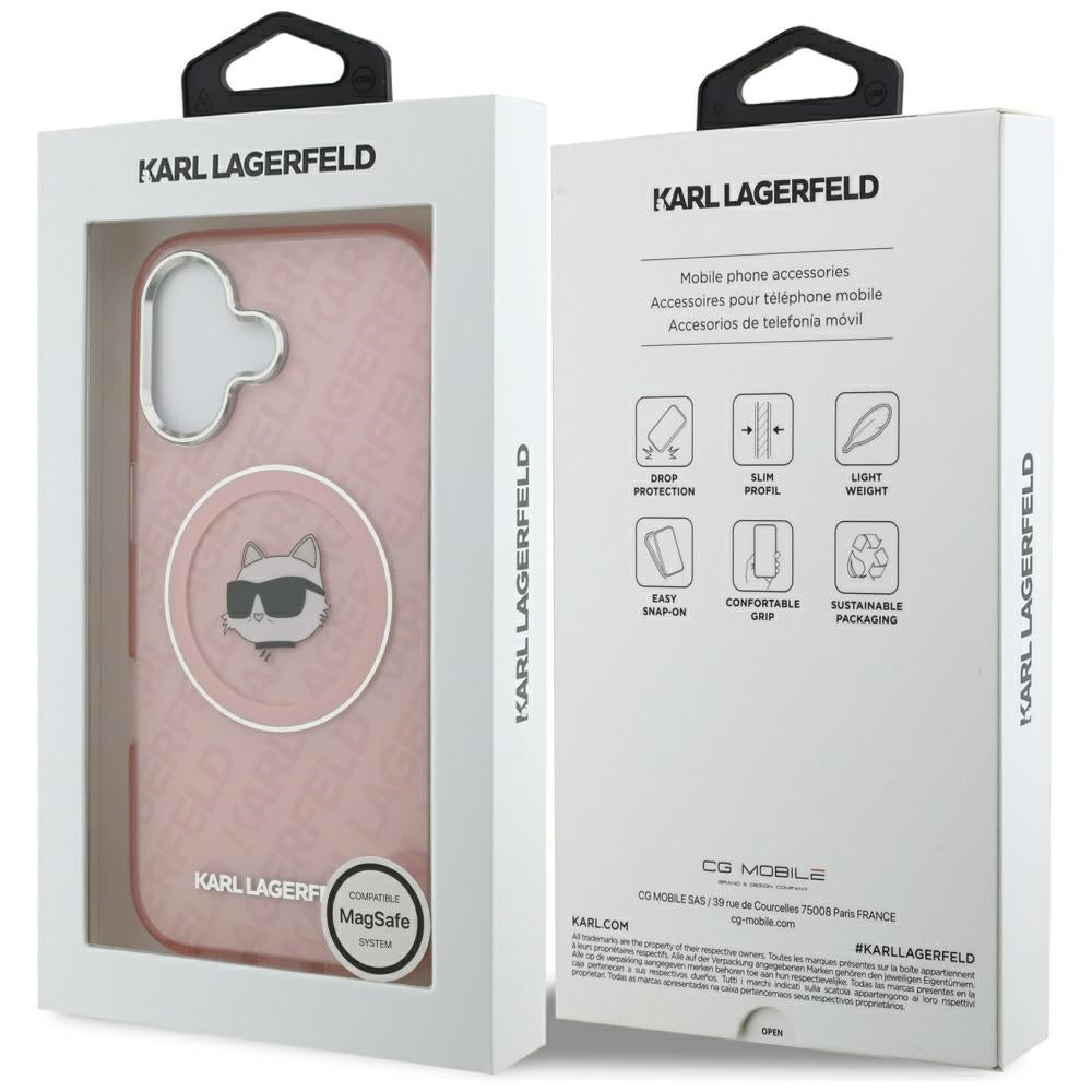 MagSafe Case for Apple iPhone 17, Karl Lagerfeld, IML Choupette's Head, Pink